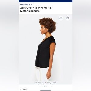 Crochet Trim Mixed Material Blouse